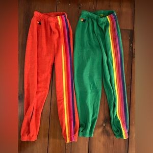 Aviator Nation Bundle 5 Stripe Orange and Green Sweatpants Lot SZ XS